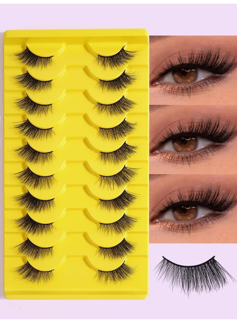 MAGEFY Half Lashes with Clear Band Corner Lashes 16MM Natural Look 3D False Eyelashes Wispy Soft Cat Eye Fluffy Curl Accent Lashes Sets（10 Pairs） - Image 1
